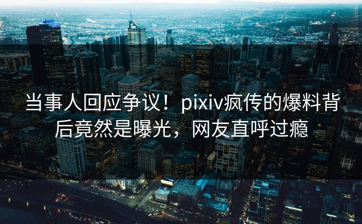 当事人回应争议！pixiv疯传的爆料背后竟然是曝光，网友直呼过瘾