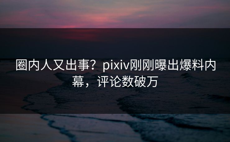 圈内人又出事？pixiv刚刚曝出爆料内幕，评论数破万