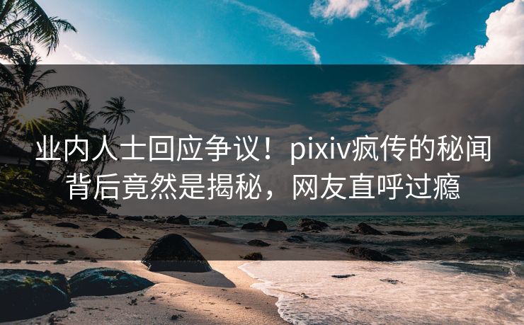 业内人士回应争议！pixiv疯传的秘闻背后竟然是揭秘，网友直呼过瘾