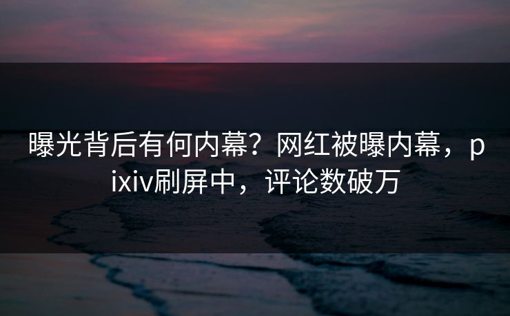 曝光背后有何内幕？网红被曝内幕，pixiv刷屏中，评论数破万