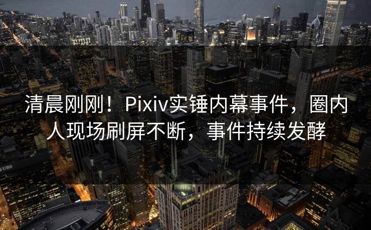 清晨刚刚！Pixiv实锤内幕事件，圈内人现场刷屏不断，事件持续发酵