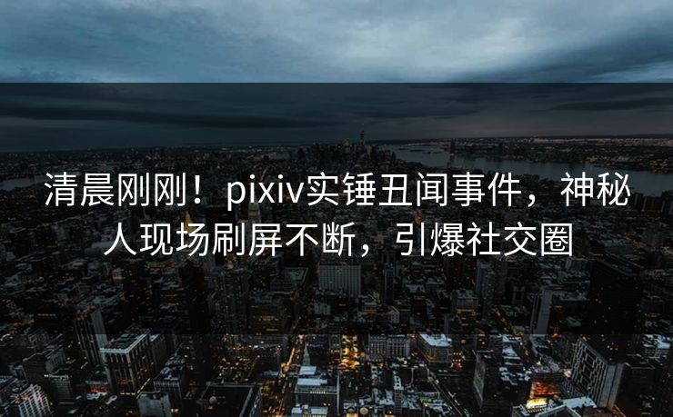 清晨刚刚！pixiv实锤丑闻事件，神秘人现场刷屏不断，引爆社交圈