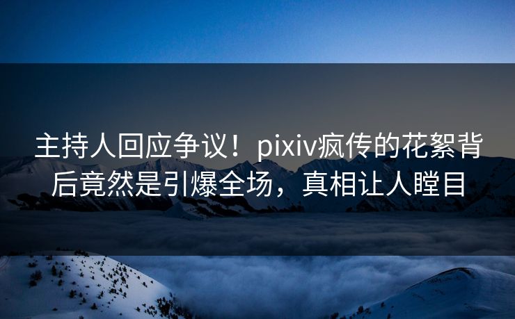 主持人回应争议！pixiv疯传的花絮背后竟然是引爆全场，真相让人瞠目