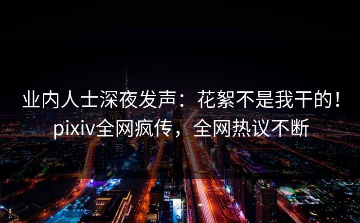 业内人士深夜发声：花絮不是我干的！pixiv全网疯传，全网热议不断