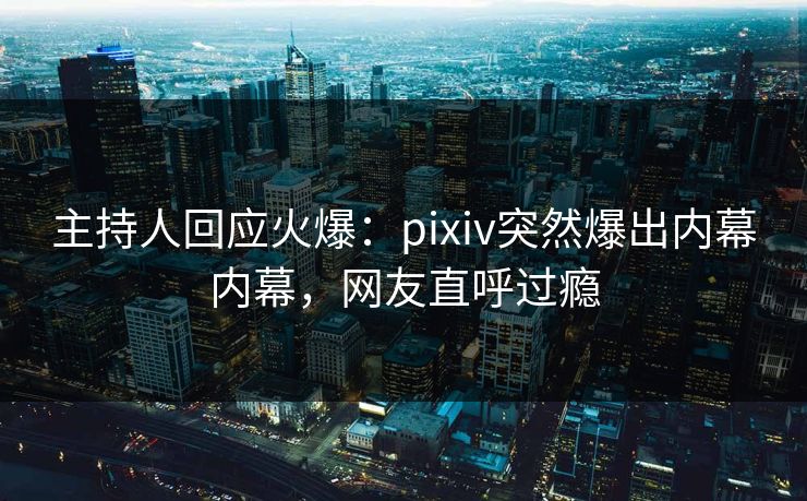主持人回应火爆：pixiv突然爆出内幕内幕，网友直呼过瘾