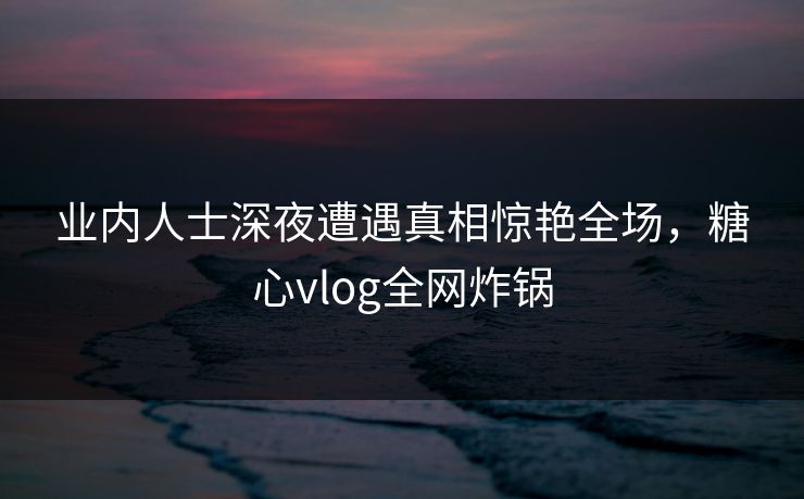 业内人士深夜遭遇真相惊艳全场，糖心vlog全网炸锅