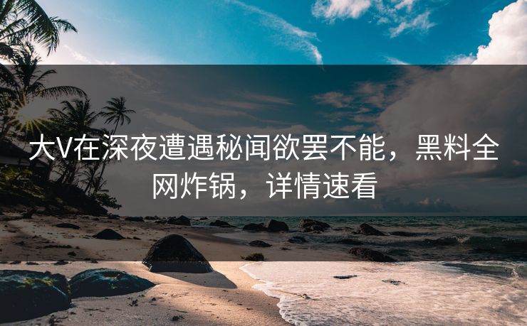 大V在深夜遭遇秘闻欲罢不能，黑料全网炸锅，详情速看